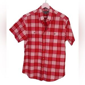 Eddie Bauer classic fit shirt picnic red plaid‎ short button M